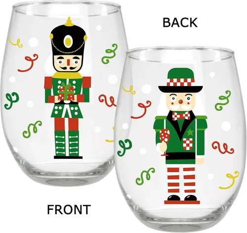 Miniatura 8 de BANBERRY DESIGNS Cascanueces - Decoración navideña - Copas de vino sin tallo - Juego de 8 - Diseño de soldado de juguete navideño - Capacidad de 20