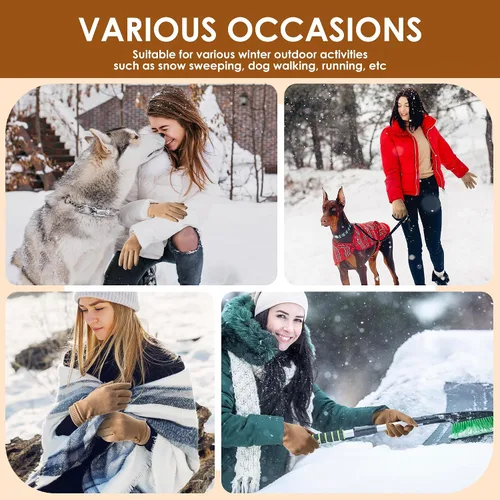 Miniatura 7 de Dsane Guantes de invierno para mujer, resistentes al viento, con forro polar, gruesos y cálidos