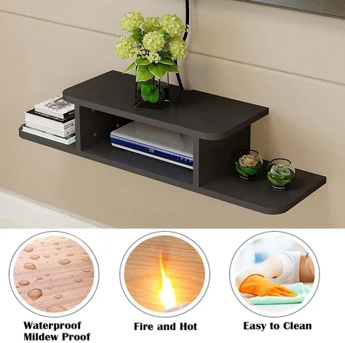 Miniatura 6 de BiJun Estante flotante de TV, estantes flotantes para centro de entretenimiento en la pared, soporte de TV flotante montado en la pared, consola