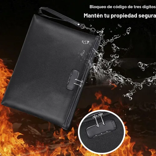 Miniatura 2 de Bolsa de documentos ignífuga con cerradura, 14.3 x 10.2 pulgadas, bolsa de dinero ignífuga e impermeable con cierre de cremallera, bolsa