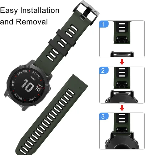Miniatura 5 de OVERSTEP Correa de reloj compatible con Garmin Fenix 6, correa de repuesto de ajuste rápido de 0.866 pulgadas para reloj inteligente Fenix 6