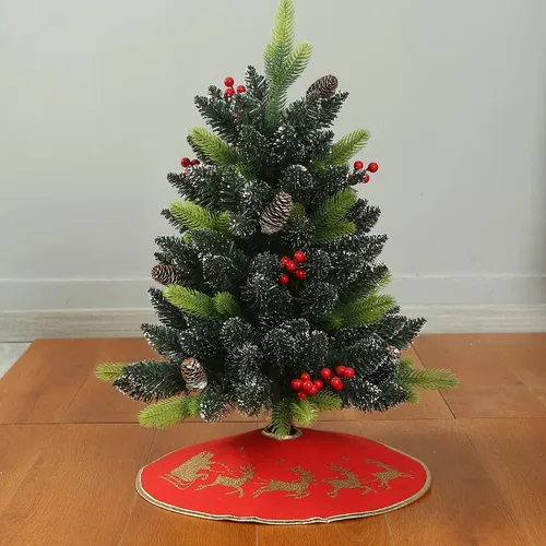 Miniatura 9 de Sattiyrch Falda pequeña para árbol de Navidad de 18 pulgadas, falda de árbol de Navidad rosa de piel sintética para mesa pequeña