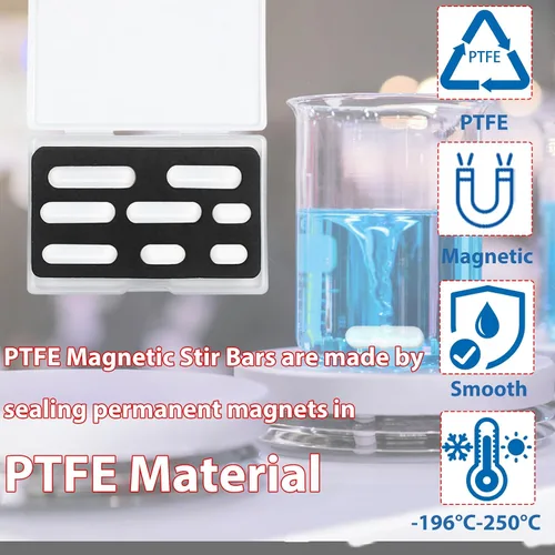 Miniatura 4 de 8 piezas de barras de agitación magnéticas PTFE para agitador magnético, barras de mezcla de imanes blancos, formas cilíndricas, 8x35mm, 8x30mm