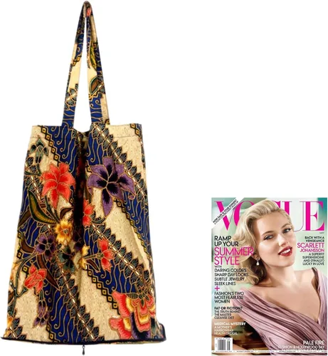 Miniatura 2 de NOVICA hecho a mano algodón batik Colorful Floral Plegable bolsa, 'Jogjakarta Legacy