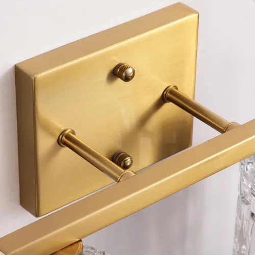 Miniatura 4 de 2 luces de tocador de baño de oro cepillado sobre el espejo, iluminación moderna de tocador con pantalla de cristal de cristal, accesorios