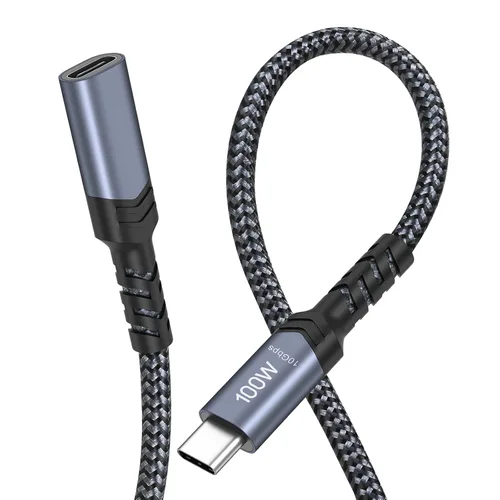OKRAY - Cable de extensión USB C de 3.3 pies USB 3.2 tipo C macho a hembra, carga rápida de 100 vatios/transferencia de datos de 10 Gbps/4K a 60 Hz