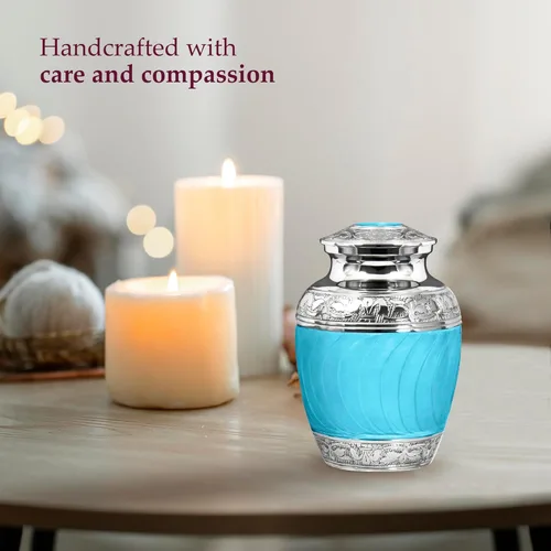 Miniatura 3 de Trupoint Memorials Urnas de cremación para cenizas humanas, urna de bebé hecha a mano para madres que perdieron a su hijo, tamaño mediano, azul claro