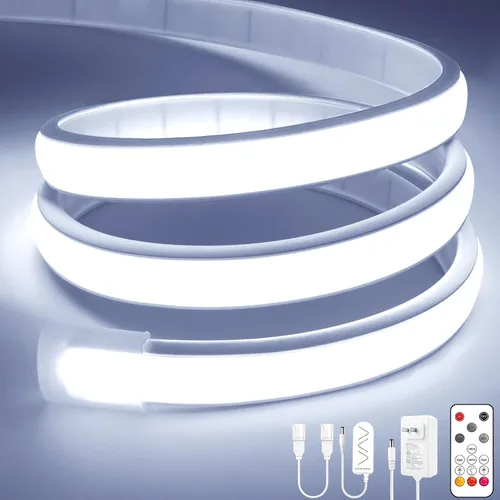 Miniatura 9 de Lamomo COB - Tira de luces LED, 9.84 pies, color blanco natural, regulable, autoadhesiva, con control remoto, flexible, cortable, impermeable, 4000