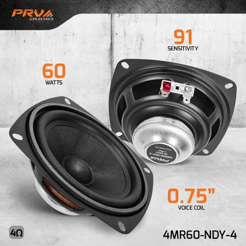 Miniatura 2 de PRV Audio Altavoz de neodimio de rango completo de 4 pulgadas 4MR60-NDY-4 PRO Audio de rango medio - 60 vatios, 4 ohmios - Controlador compacto