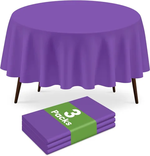Miniatura 48 de Paquete de 2 manteles redondos desechables color azul oscuro, manteles de plástico para fiestas, 84 x 84 pulgadas, impermeable, para campamento
