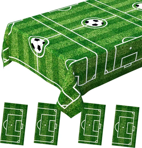 Miniatura 13 de Paquete de 2 decoraciones desechables para fiestas de fútbol, cumpleaños, manteles de plástico para fiestas temáticas de fútbol