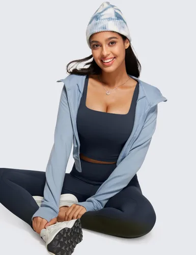 Miniatura 86 de CRZ YOGA Butterluxe Brasier deportivo de cuello cuadrado para mujer, estilo camiseta corta sin mangas, acolchado con soporte integrado para yoga