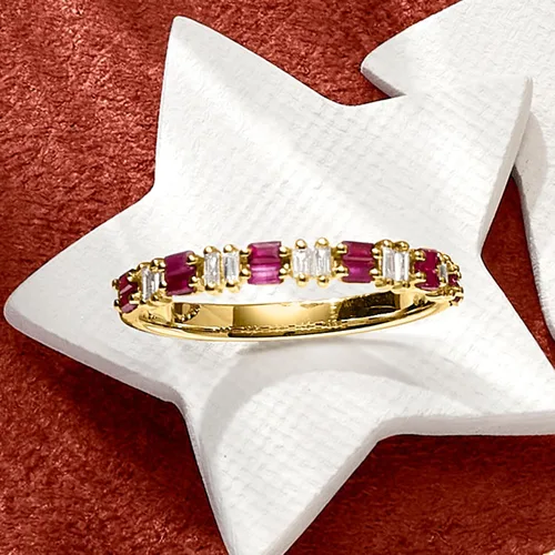 Miniatura 5 de RS Pure by Ross-Simons 0.30 ct. t.w. Ruby and .10 ct. t.w. Diamond Ring in 14kt Yellow Gold