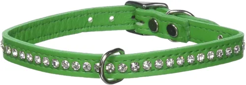 Miniatura 30 de Collar de perro de cuero y cristales de OmniPet Signature, cuero de grano de violeta africana de avestruz, se ajusta a un tamaño de cuello de 6"-8