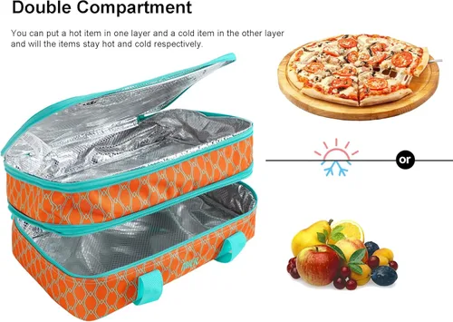 Miniatura 3 de MIER - Porta ollas doble aislada térmica para comidas, bolsa de almuerzo para fiestas de comida, pícnic, playa, se adapta a cacerola de 9 x 13