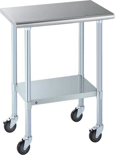 Miniatura 36 de Mesa de acero inoxidable para preparación y trabajo con protector contra salpicaduras, 24x72 pulgadas
