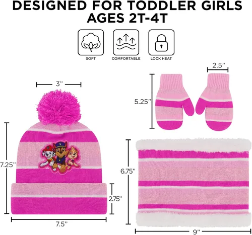 Miniatura 7 de Nickelodeon girls Toddler Winter Hat, Scarf & Mittens Set 2-4 Or Paw Patrol Marshall Hat, Scarves & Kids Gloves Sets 4-7