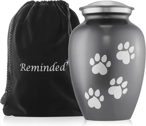 Miniatura 8 de Urna de latón macizo de 9 pulgadas para perros y gatos para cenizas de mascotas, recuerdo de cremación para mascotas de hasta 110 libras, estampado