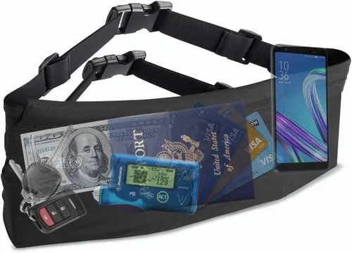 Miniatura 3 de BBuddyWear - Cinturón de correr elástico y ancho ajustable, cinturón de dinero de elastano con cierre de hebilla para viajes o ejercicio, se adapta
