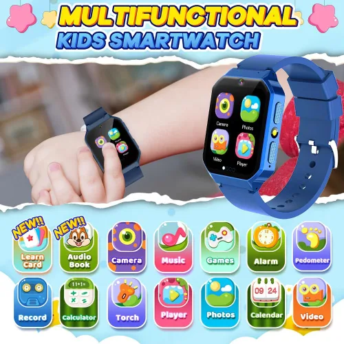 Miniatura 2 de Reloj inteligente para niños de 6 a 12 años, juguetes con 26 juegos, reproductor de música, pantalla táctil HD de 1.69 pulgadas, cámara de video