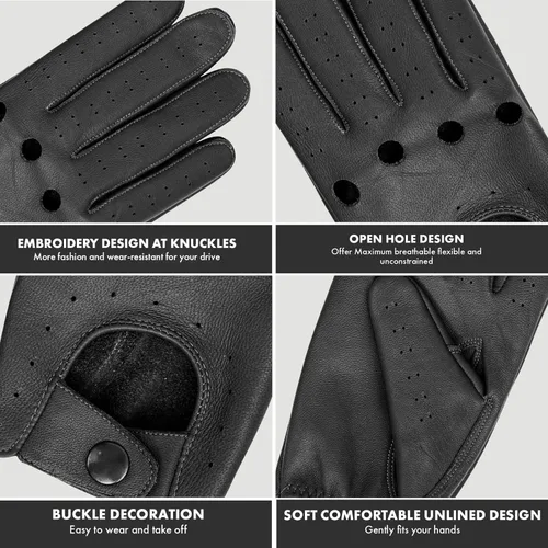 Miniatura 5 de M&H Since 1978 Guantes de conducción para hombre - Guantes de cuero para hombre - Guantes de conducción de automóviles - Guantes de conducción