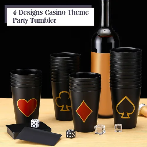 Miniatura 3 de Hoolerry 72 vasos de plástico para fiestas de casino de 9 onzas, decoración de fiesta temática de casino, póker Las Vegas, vaso de chupito, juego