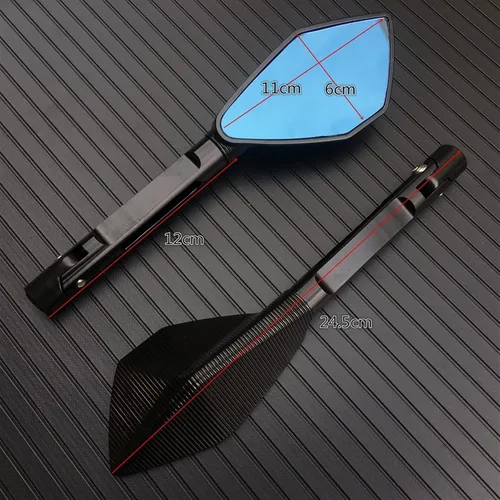 Miniatura 2 de Espejo retrovisor triangular para motocicleta, espejo retrovisor lateral de aluminio CNC, de aluminio, azul, antirreflejos, con logotipo, para Rojo