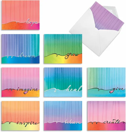 Miniatura 8 de The Best Card Company - 10 coloridas tarjetas en blanco con sobres (4 x 5.12 pulgadas) - Papelería en caja para todas las ocasiones - Design Tunes