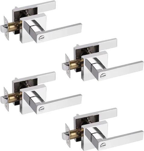 Miniatura 38 de Probrico Paquete de 4 manijas de puerta simuladas en negro mate, manijas interiores que no giran, manijas reversibles resistentes para interiores