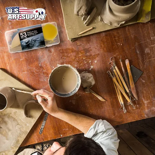 Miniatura 6 de U.S. Art Supply Juego de herramientas de cerámica y arcilla (53 piezas) - Incluye herramientas de cerámica, estuche de lona para esculpir, cerámica