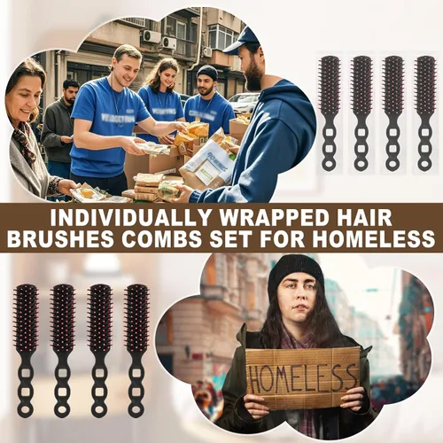 Miniatura 5 de Cepillos de pelo a granel para personas sin hogar envueltos individualmente, cepillo de pelo a granel, cepillo de pelo para cabello rizado, adecuado
