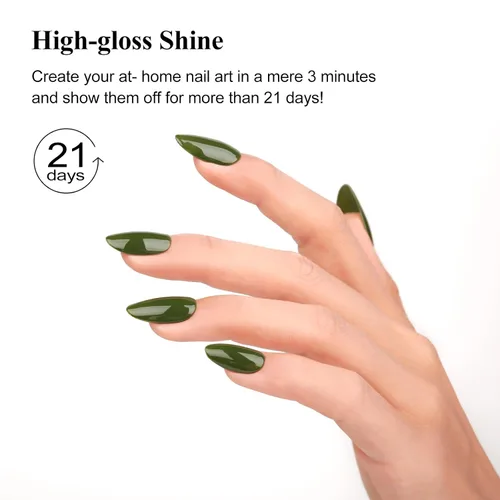 Miniatura 5 de Esmalte de uñas de gel, 1 unidad de 0.5 onzas líquidas de esmalte de gel de color verde aguacate para remojar arte de uñas, salón de manicura