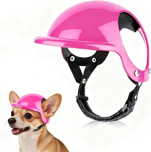 Miniatura 10 de LESYPET Casco para perro para perros pequeños, casco de motocicleta ajustable para perros con diseño de agujero para las orejas, ideal para montar