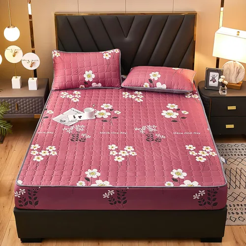 Miniatura 16 de FCLDESHOP Funda de cama, sábanas bajeras gruesas y acolchadas de color sólido, para habitación de los niños, con estampado de animé, geometría, 59.1