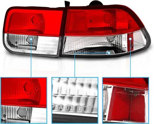 Miniatura 3 de AmeriLite Juego de 4 piezas de luces de freno traseras rojas transparentes de repuesto para Honda Civic Coupé 1996-2000 - Lado del pasajero