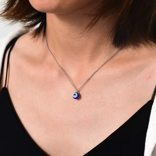 Miniatura 6 de PPJew Collar con dije de amuleto de ojos azules, collar con dije de amuleto de ojo turco con protección de cábala, ajustable, delicada, joyería