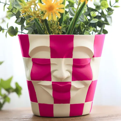 Miniatura 13 de GUGUGO Macetas únicas de cara para plantas, coloridas y lindas macetas para suculentas con drenaje, macetas abstractas de cabeza de arco iris
