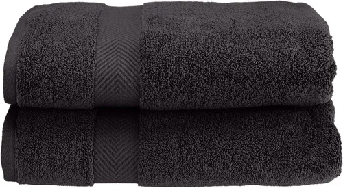Superior Zero Twist - Juego de 2 toallas de baño 100 % algodón, supersuaves, esponjosas y absorbentes, de gran tamaño, color negro