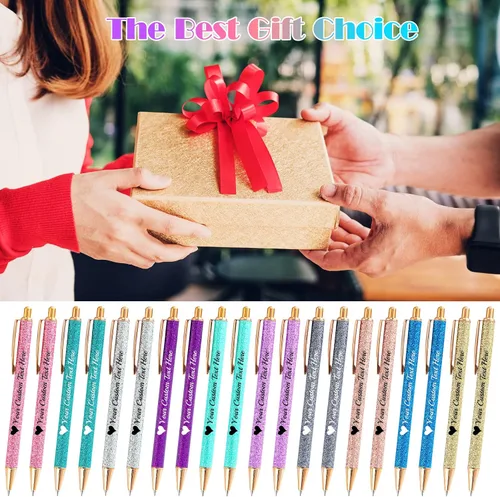 Miniatura 6 de Bolígrafos personalizados con purpurina con nombre a granel, 10 unidades, bolígrafos personalizados con punta de lápiz digital para mujeres y niñas