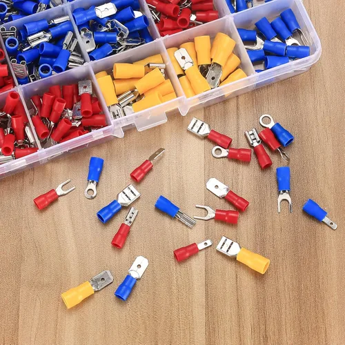 Miniatura 4 de 300 conectores eléctricos, conectores eléctricos de cable de alambre aislado, anillo de horquilla, desconexión rápida, terminales de crimpado