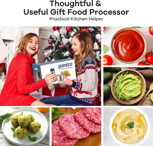 Miniatura 6 de GANIZA Procesadores de alimentos, picadora eléctrica de alimentos con picadora de carne y picadora de verduras, 2 cuencos (8 tazas+8 tazas) con Rojo