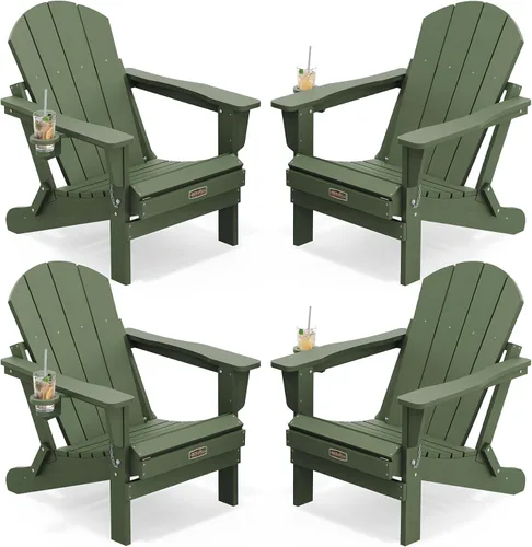 Miniatura 20 de SERWALL - Silla plegable Adirondack para patio, jardín, exterior, resistente a la intemperie, sillas para hoguera, color naranja