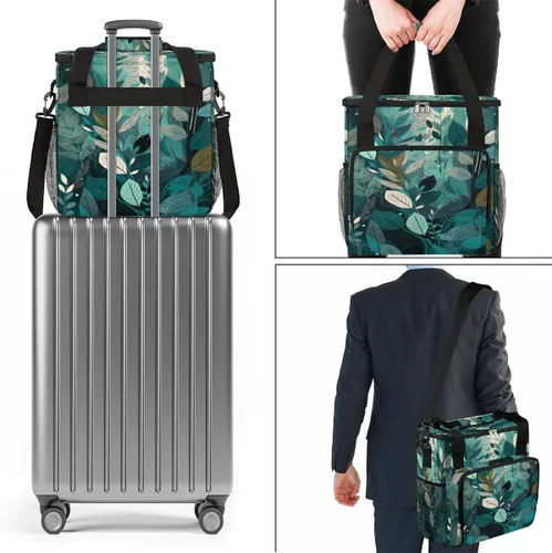 Miniatura 7 de Bolsa de viaje para cafetera, color turquesa, verde azulado, con hojas, bolsa de almacenamiento compatible con Keurig K-Mini o K-Mini Plus, ZZ