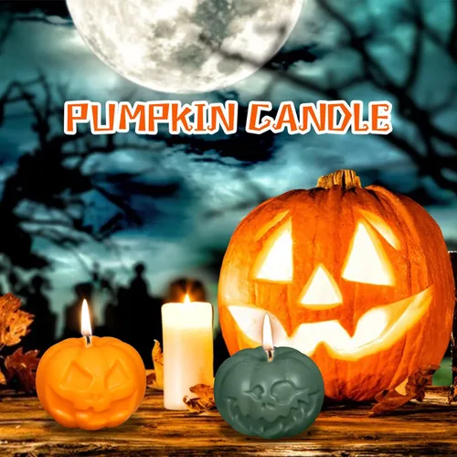 Miniatura 5 de 2 piezas de molde de vela de calabaza molde de silicona de resina de Halloween para bricolaje velas de aromaterapia cera yeso polímero arcilla
