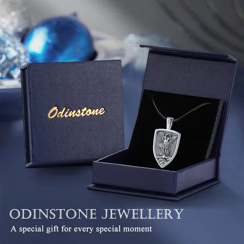Miniatura 48 de Odinstone Collar de plata de ley 925 con medalla de San Miguel/San Cristóbal/San Benito/Crucifijo de Jesús/San Uriel/Arcángel Rafael para hombres