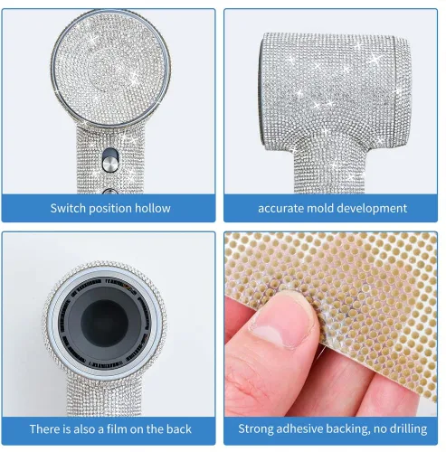 Miniatura 5 de Calcomanía de diamantes de imitación para secador de pelo Laifen, película protectora con cubierta de diamante para secador de pelo, diamante
