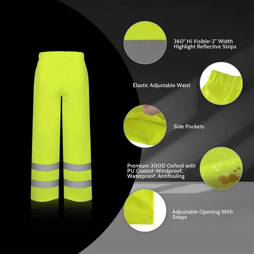 Miniatura 9 de TCCFCCT Chaqueta de lluvia de alta visibilidad para hombre, impermeable, abrigo de lluvia de alta visibilidad para hombres y mujeres con capucha