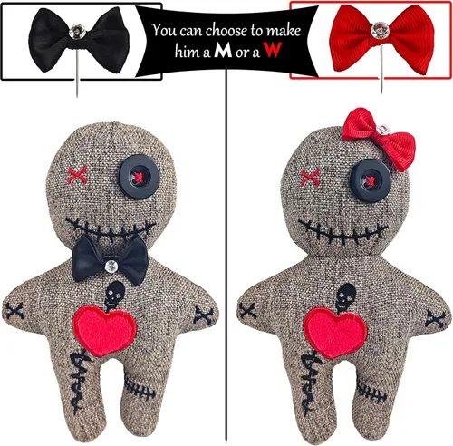 Miniatura 4 de PapaLegba Juego de arte de muñeca vudú de 8 pulgadas con 7 pines de calavera emplumados de colores y tarjetas de hechizos de energía positiva