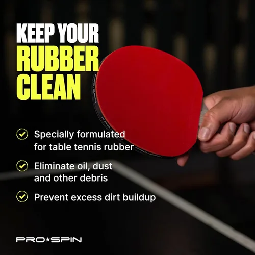 Miniatura 3 de Kit de limpieza de goma para tenis de mesa PRO-SPIN - Limpiador de pala de ping pong Incluye limpiador de goma de 200ml y esponja Elimina