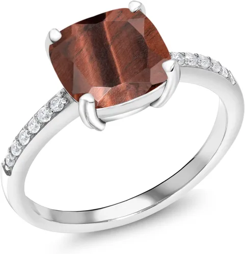 Miniatura 105 de Gem Stone King Anillo de compromiso de plata de ley 925 con piedra preciosa de corte cojín de 0.315 in Anillo de compromiso de aniversario de boda